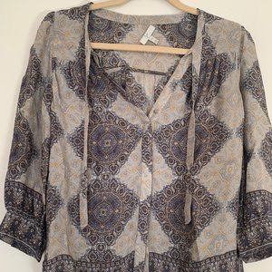 Joie Silk Top with Button Closure and Tassles